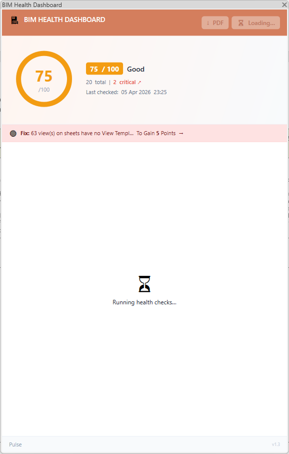 Pulse running health checks on model open